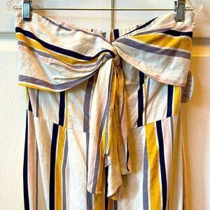 Blue Yellow & Cream Striped Strapless Jumpsuit by Gypsies & Moondust S-9 NWT